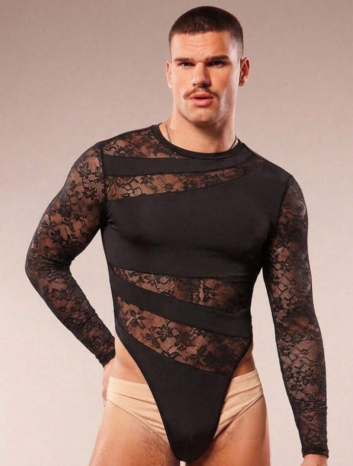 Men's Crew Neck Long Sleeve Tight-Fit Bodysuit